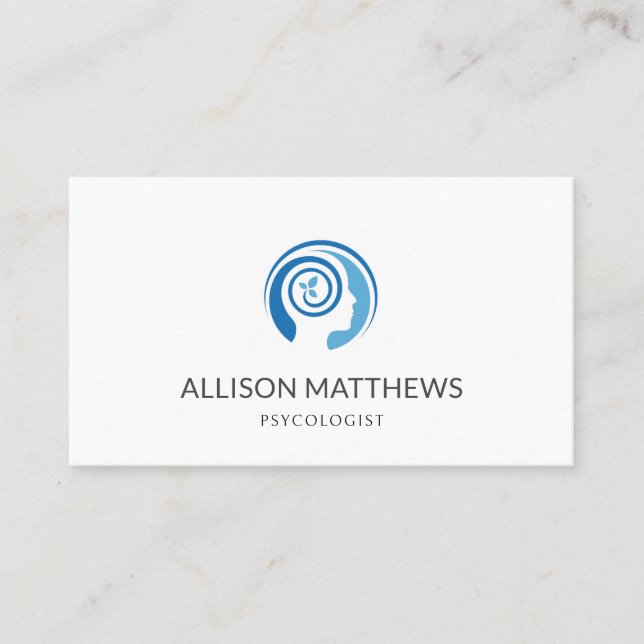 Minimalist Psychology Logo Simple Business Card (Front)
