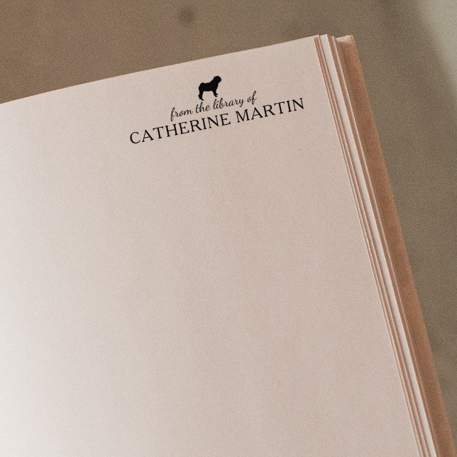 Minimalist Pug Dog From the Library Of, Book Rubber Stamp (Creator Uploaded)