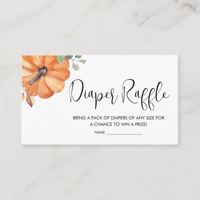 Minimalist Pumpkin Baby Shower Diaper Raffle Enclosure Card (Front)