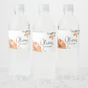 Minimalist Pumpkin Baby Shower Water Bottle Label