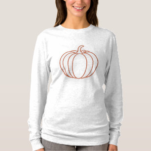 Minimalist Pumpkin Line‑Art • Neon Fall Glow Shirt