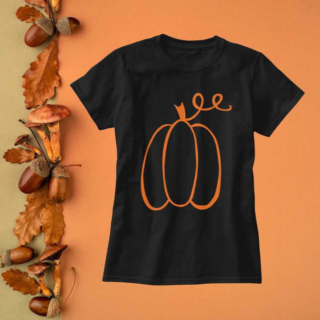 Minimalist Pumpkin Outline Autumn T-Shirt (Creator Uploaded)