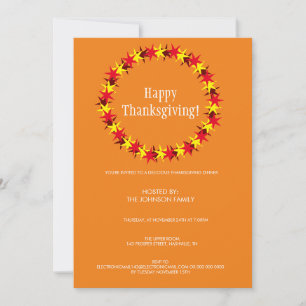 Minimalist Pumpkin Pie Wreath Thanksgiving Dinner Invitation