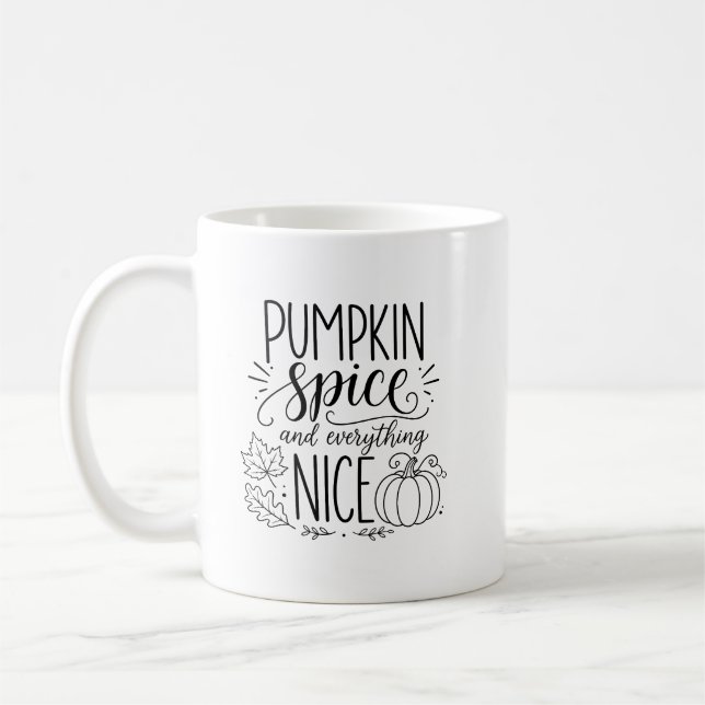 Minimalist Pumpkin Spice Everything Nice Script Coffee Mug (Left)