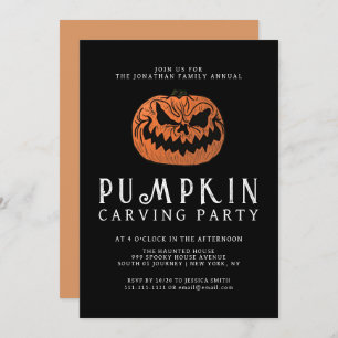 Minimalist Pumpkin Spooky Carving Party Halloween Invitation