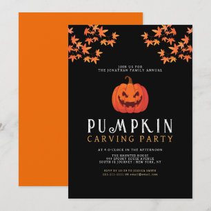 Minimalist Pumpkin Spooky Carving Party Halloween Invitation