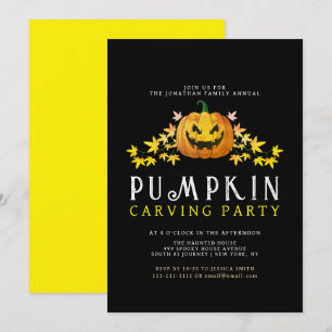 Minimalist Pumpkin Spooky Carving Party Halloween Invitation