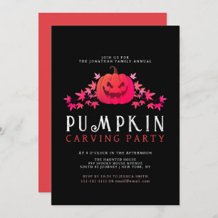 Minimalist Pumpkin Spooky Carving Party Halloween Invitation