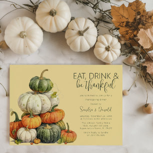 Minimalist Pumpkin Thanksgiving Dinner Invitation
