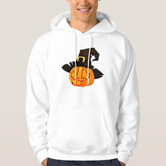 Minimalist Pumpkin Witch Hat Hoodie (Front)