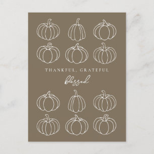 Minimalist Pumpkins Fall Thankful Grateful Blessed Postcard