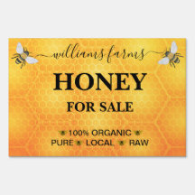 Minimalist Pure Honey Farm Stand Sign 