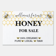 Minimalist Pure Honey Farm Stand Sign 