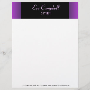 Minimalist purple and black custom letterhead