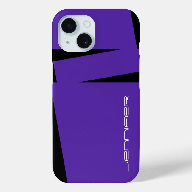 Minimalist Purple and Black Stripe, Name,  Case-Mate iPhone Case (Back)