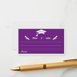 Minimalist Purple And White Graduation Advice Enclosure Card