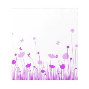 Minimalist Purple and White Poppies Meadow Floral Notepad