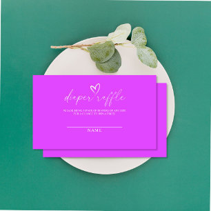 Minimalist purple baby shower diaper raffle ticket enclosure card