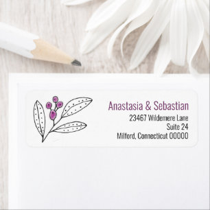 Minimalist Purple Berries Leaves Mailing