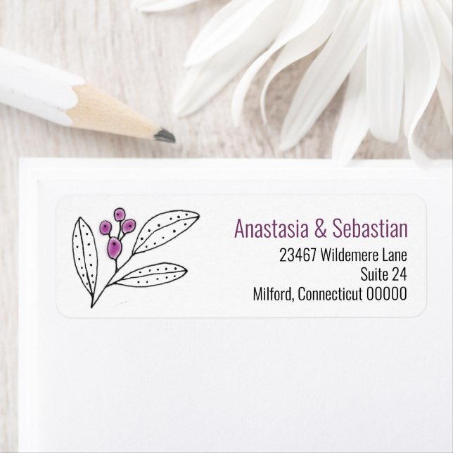 Minimalist Purple Berries Leaves Mailing (Insitu)