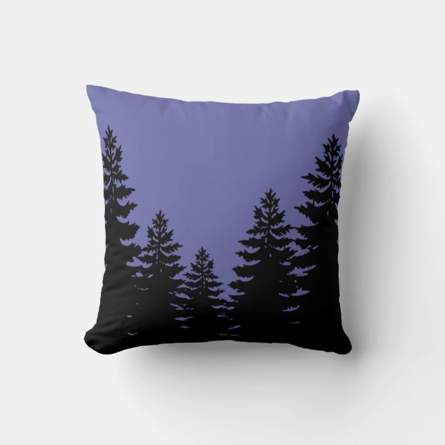 Minimalist purple black pine tree silhouette     cushion (Front)