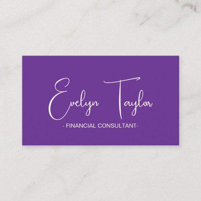 Minimalist Purple Elegant Woman Business Cards  (Front)