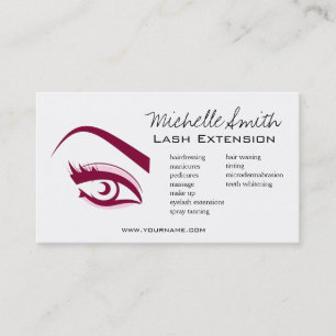 Minimalist Purple Eyelash Extension Makeup Artist Business Card