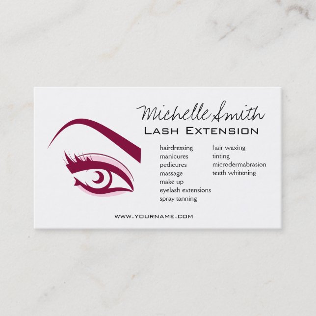 Minimalist Purple Eyelash Extension Makeup Artist Business Card (Front)