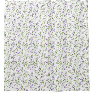 Minimalist purple flowers shower curtain