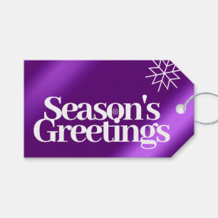 Minimalist Purple Foil Seasons Greetings Snowflake Gift Tags