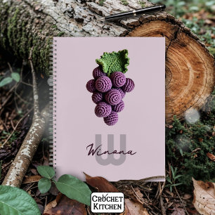 Minimalist Purple Grandma Chic Crochet Grape Name Notebook