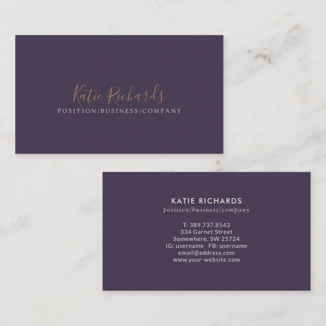 Minimalist Purple Green Business Card (Front/Back)