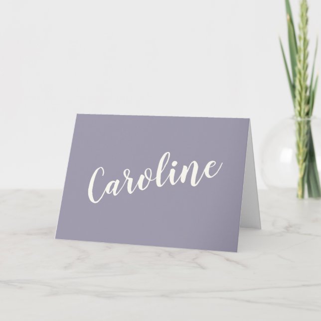 Minimalist Purple Grey Typography Personalised Note Card (Front)