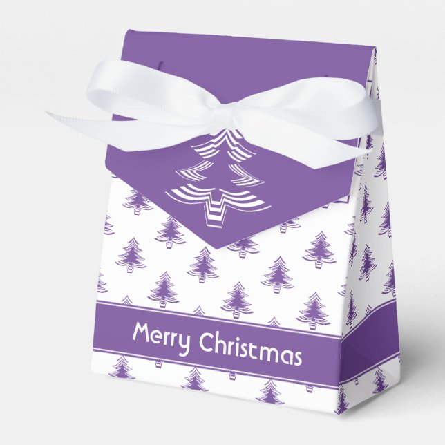 Minimalist Purple Iconic Christmas Tree Pattern Favour Box (Front Side)