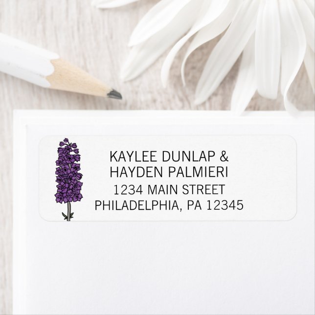 Minimalist Purple Larkspur Wedding Address (Insitu)