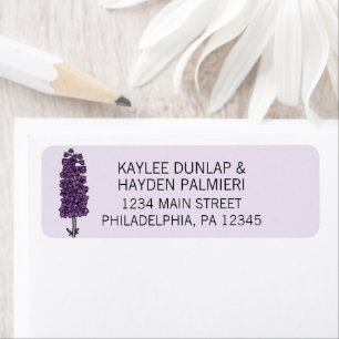 Minimalist Purple Larkspur Wedding Address