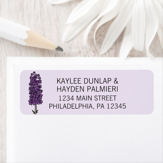 Minimalist Purple Larkspur Wedding Address (Insitu)