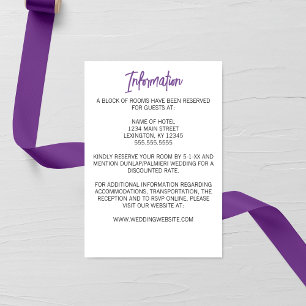 Minimalist Purple Larkspur Wedding  Enclosure Card