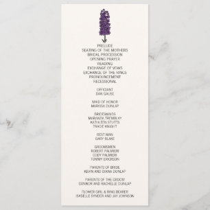 Minimalist Purple Larkspur Wedding Program Programme