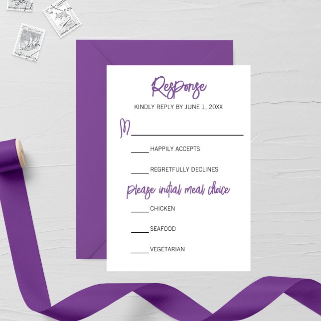 Minimalist Purple Larkspur Wedding RSVP Card (Creator Uploaded)