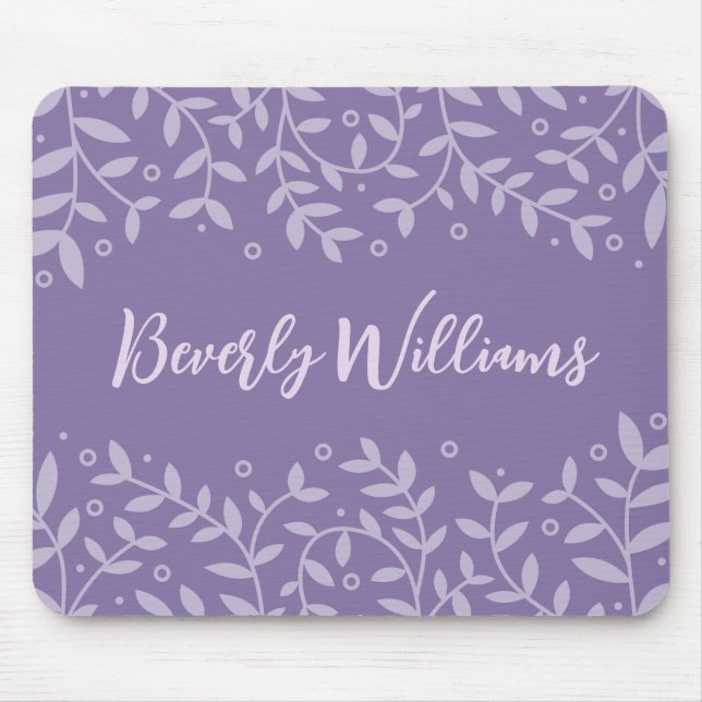 Minimalist Purple Pastel Floral Pattern Custom Mouse Mat (Front)