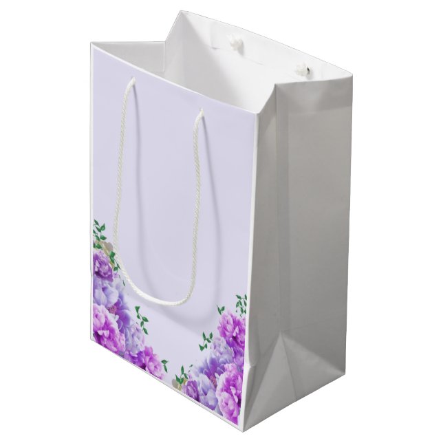 Minimalist Purple Peony Gift Bag (Front Angled)