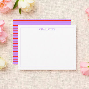 Minimalist Purple & Red Stripes Classic Chic Card