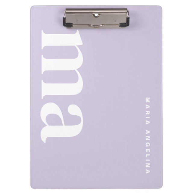 Minimalist Purple School Monogram  Clipboard (Front)