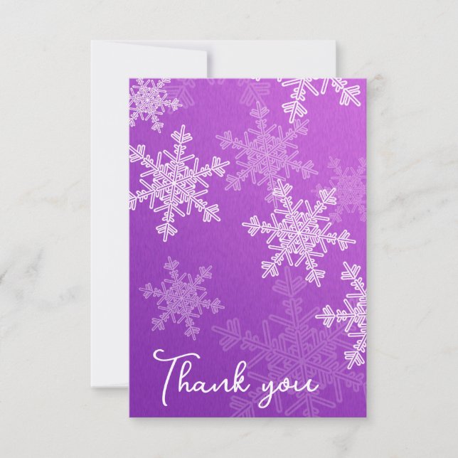 Minimalist Purple Snowflakes Baby Shower Thank you Card (Front)