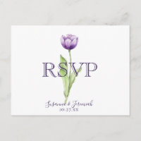 Minimalist Purple Tulip Wedding RSVP Meal Option