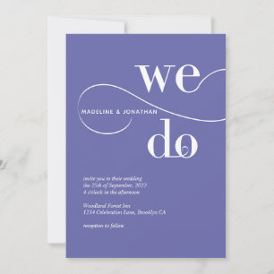 Minimalist Purple We Do Calligraphy Wedding Invitation