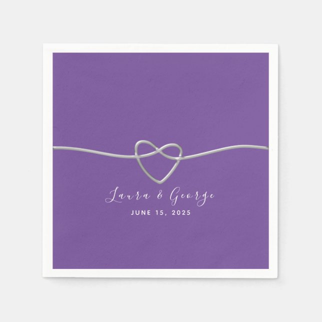 Minimalist Purple Wedding Napkins (Front)