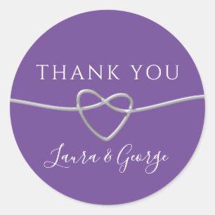 Minimalist Purple Wedding Thank You  Classic Round Sticker