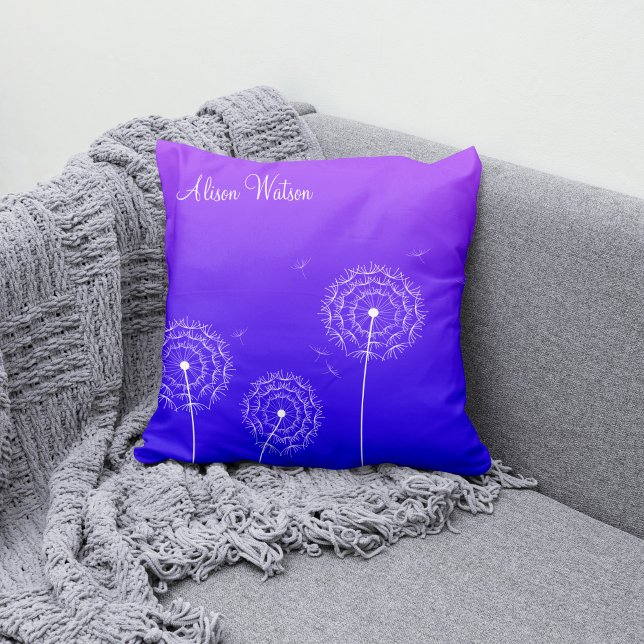 Minimalist Purple White Dandelion Flowers Nam Cushion (Creator Uploaded)